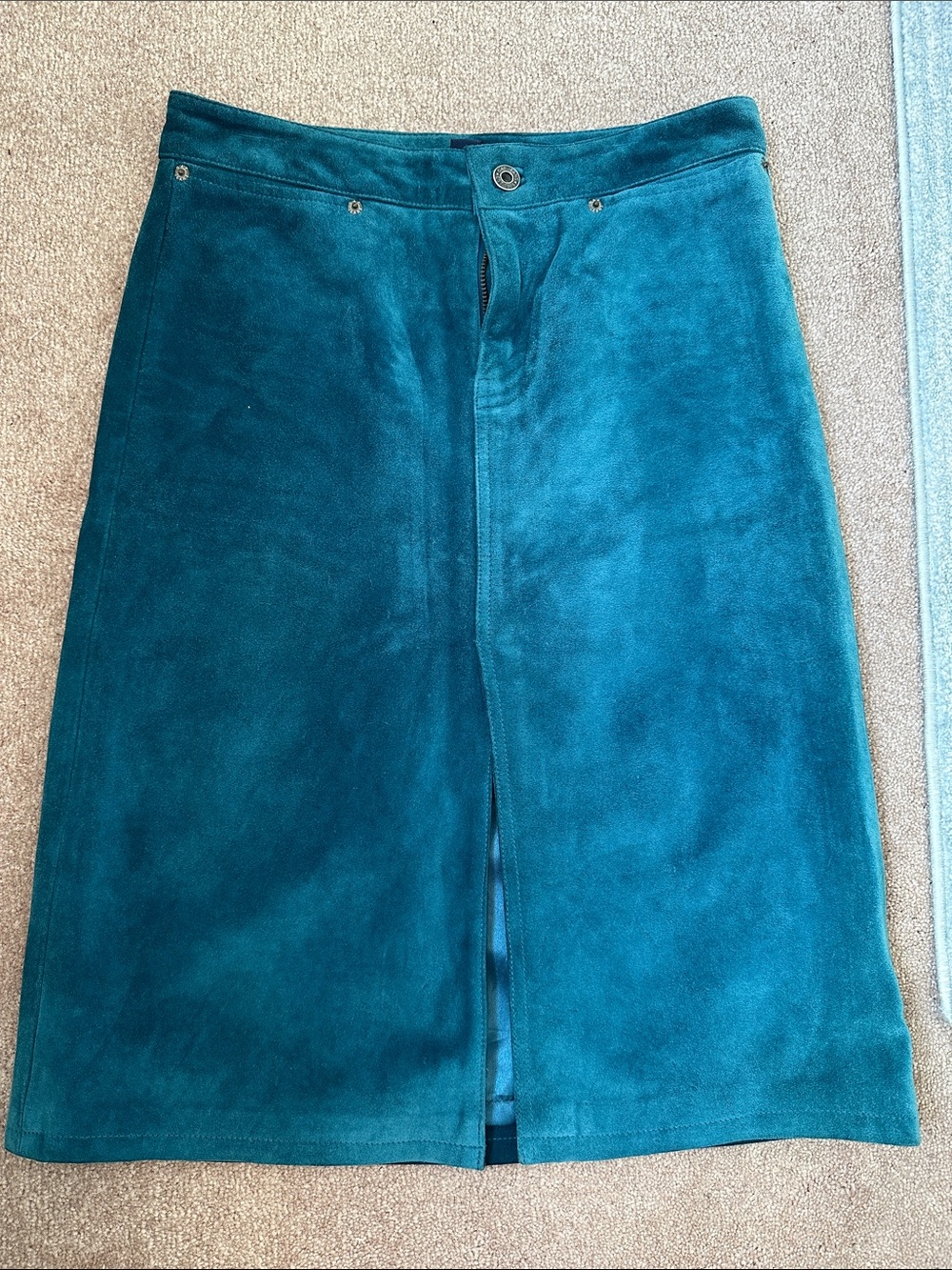 GAP Teal Suede Midi Skirt with Front Slit